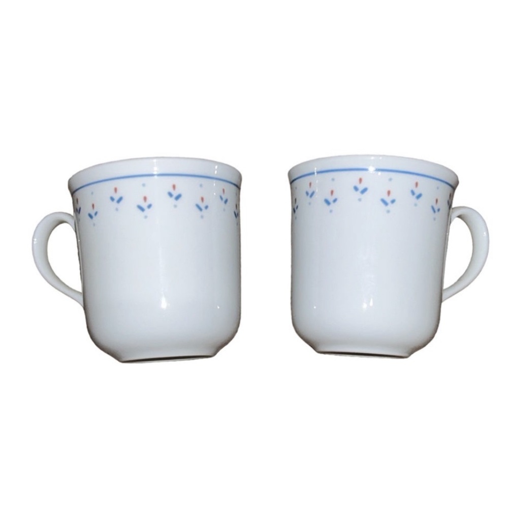 2 vintage Corning coffee mugs tulips Normandy